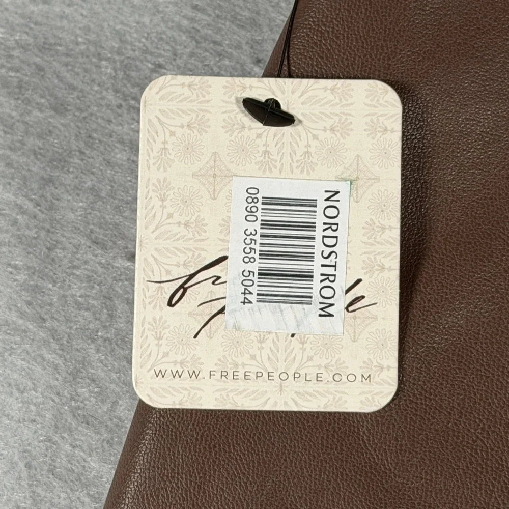 Free People Brownstone Vegan Leather Mini Skirt OB1542699 Brown Size 4 NWT